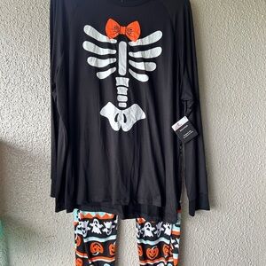 Way to celebrate mens Halloween pajamas 2X skeleton shirt Halloween  pants NWT